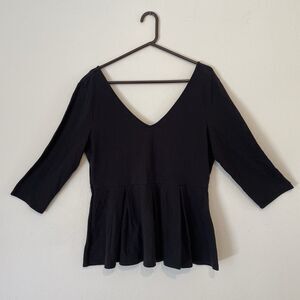 Victoria's Secret Peplum Top XL Deep‎ Plunge V-Neck 3/4 sleeve zip V back